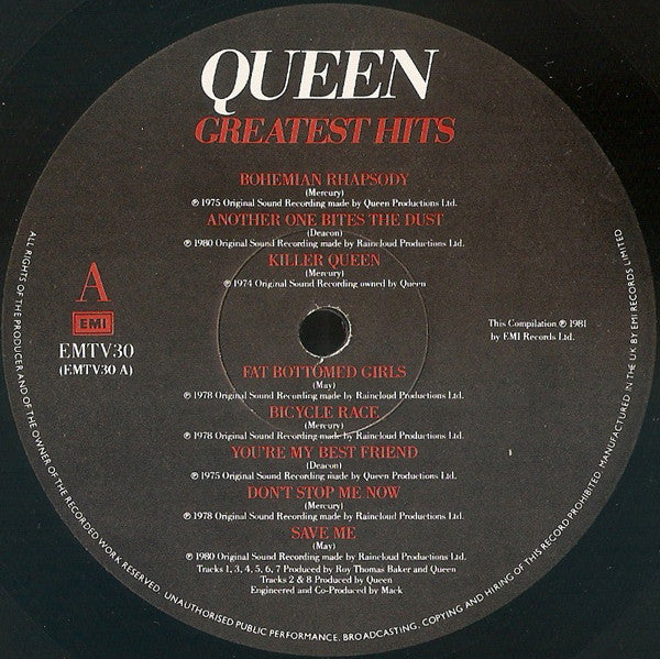 Buy Queen : Greatest Hits (LP, Comp, No ) Online for a great price – River  Soar Records
