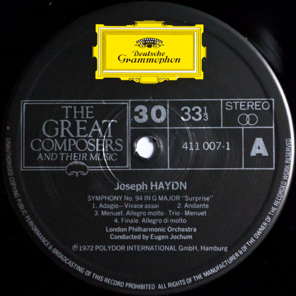 Haydn*, London Philharmonic Orchestra / Conducted By Eugen Jochum : Symphony No.94 In G Major ('Surprise') And Symphony No. 101 In D Major ('Clock') (LP)