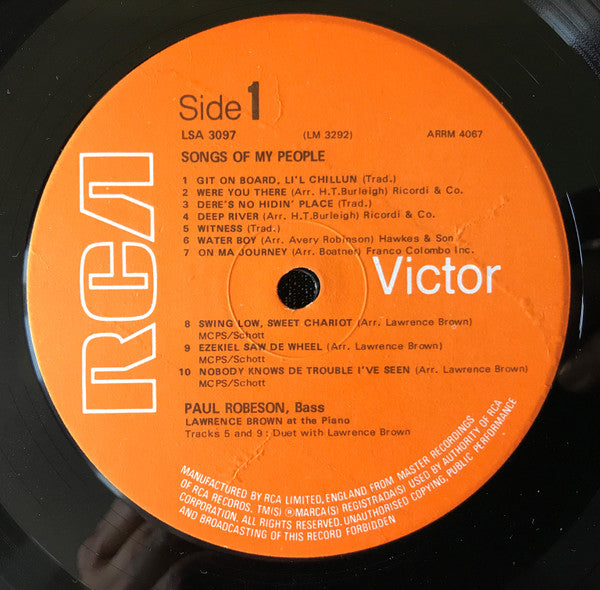 Paul Robeson : Songs Of My People (LP, Comp, Mono)