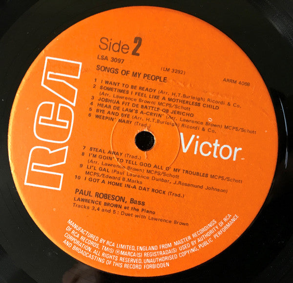 Paul Robeson : Songs Of My People (LP, Comp, Mono)